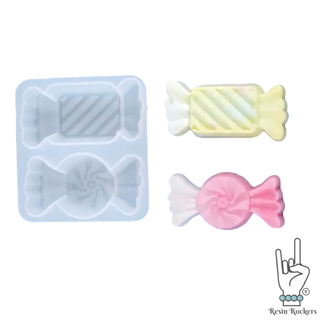 UV Safe Wrapped Candy Pieces Silicone Badge Reel Mold for Resin Art